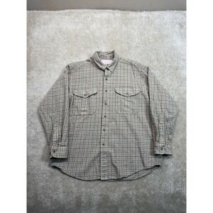 Filson Button Up Shirt Mens XL Brown Black Flannel Wool Knit